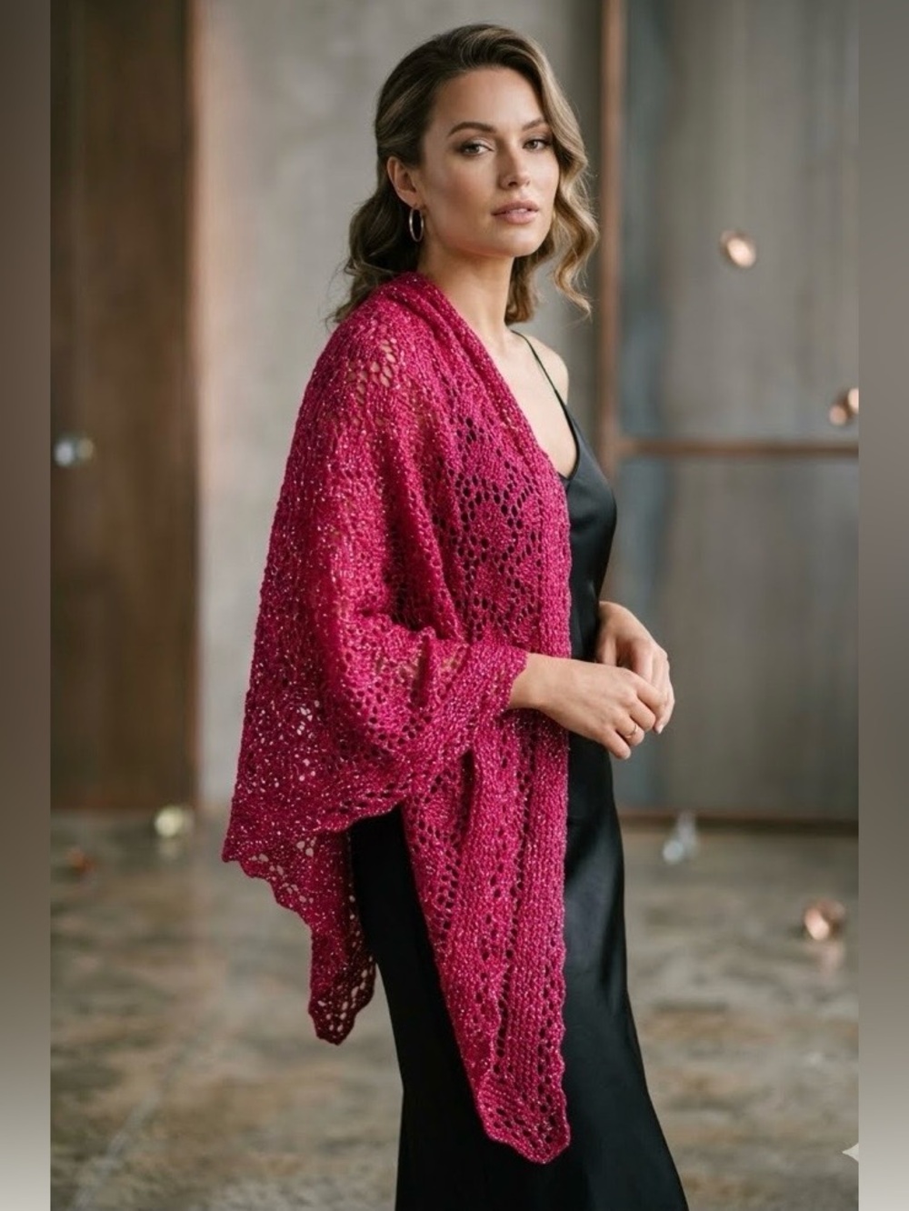 ✨ Large Fuchsia Handmade Crochet Shawl / Stole – Brand New